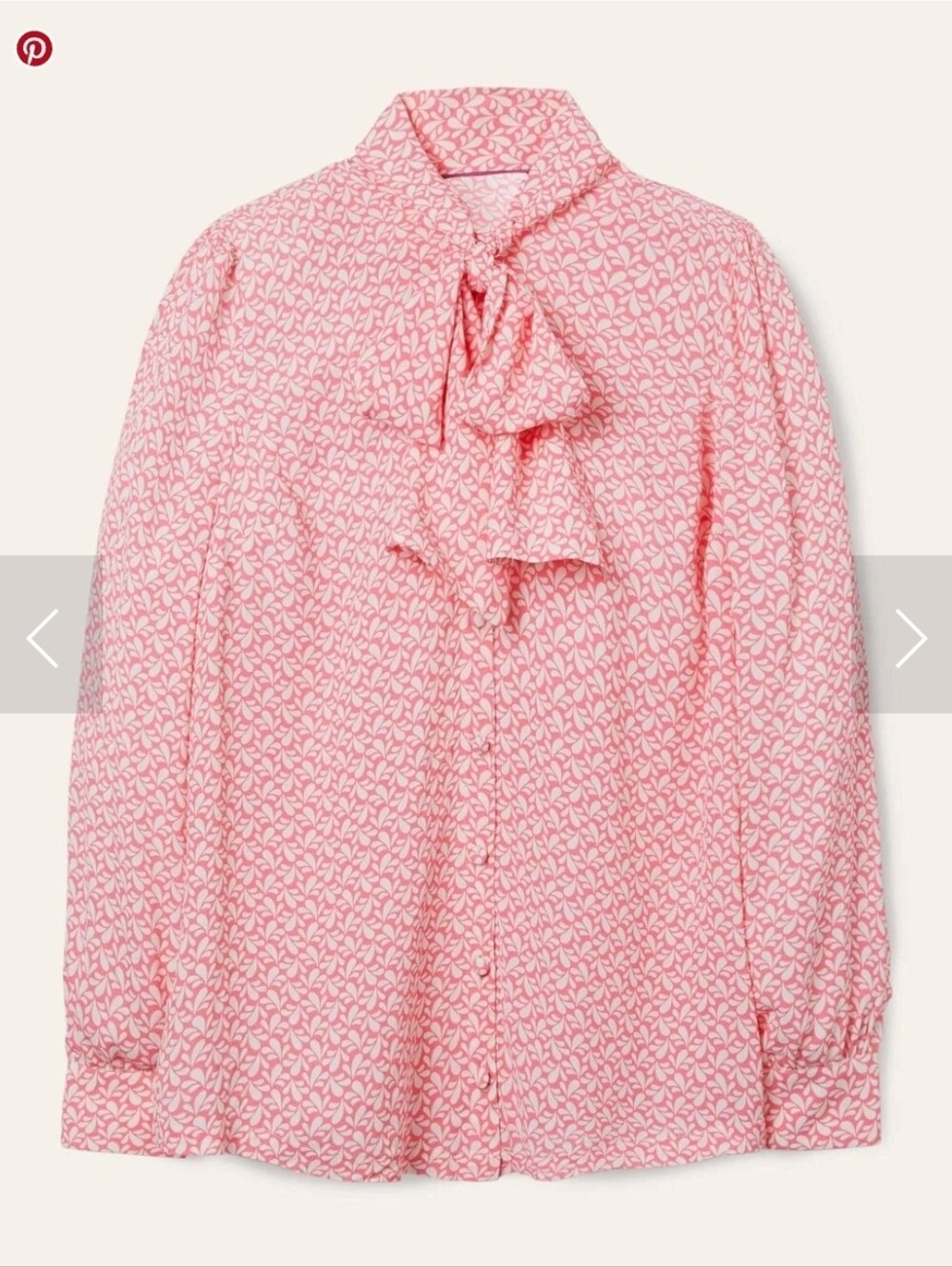 Boden Pink Patterned Ruffle Tie-Neck Blouse - Size 16/18
